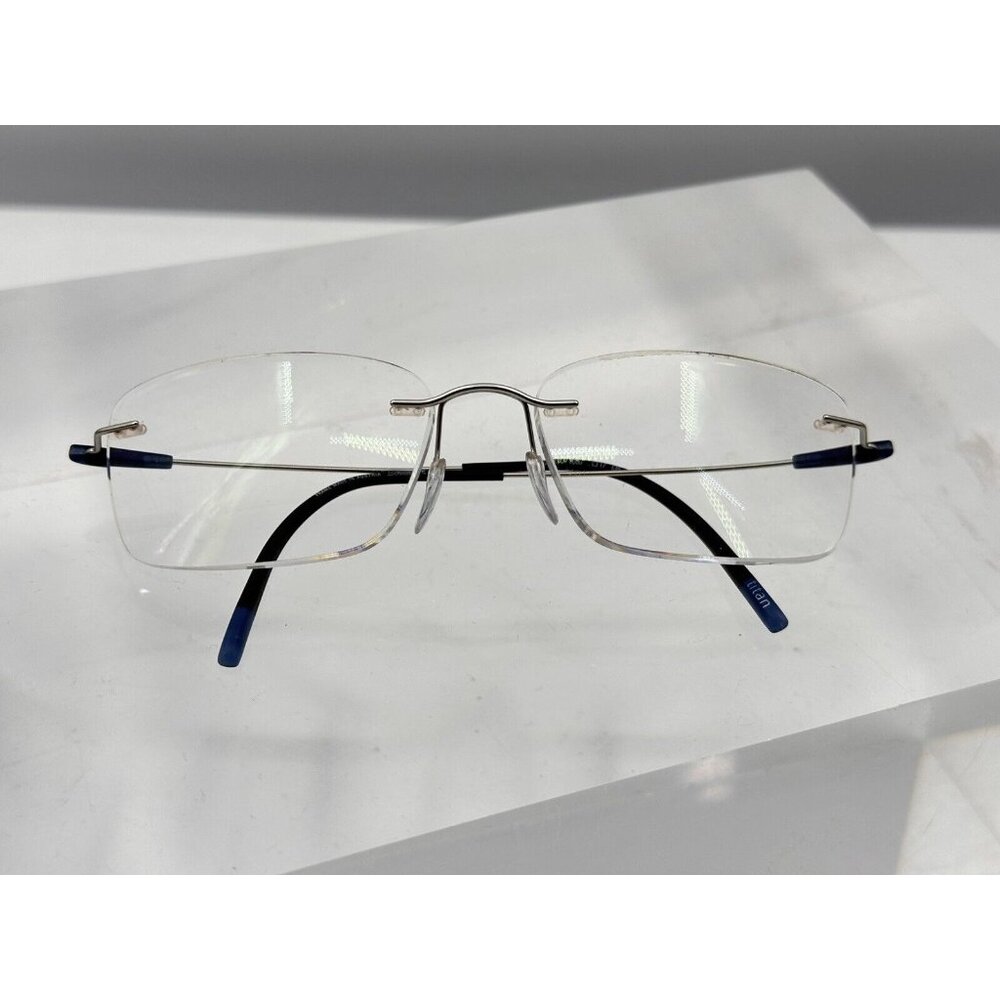Silhouette Eyeglasses 5500 70 7000 blue black Silver Rimless 52[]17 135 (LE-1) - Picture 2 of 10